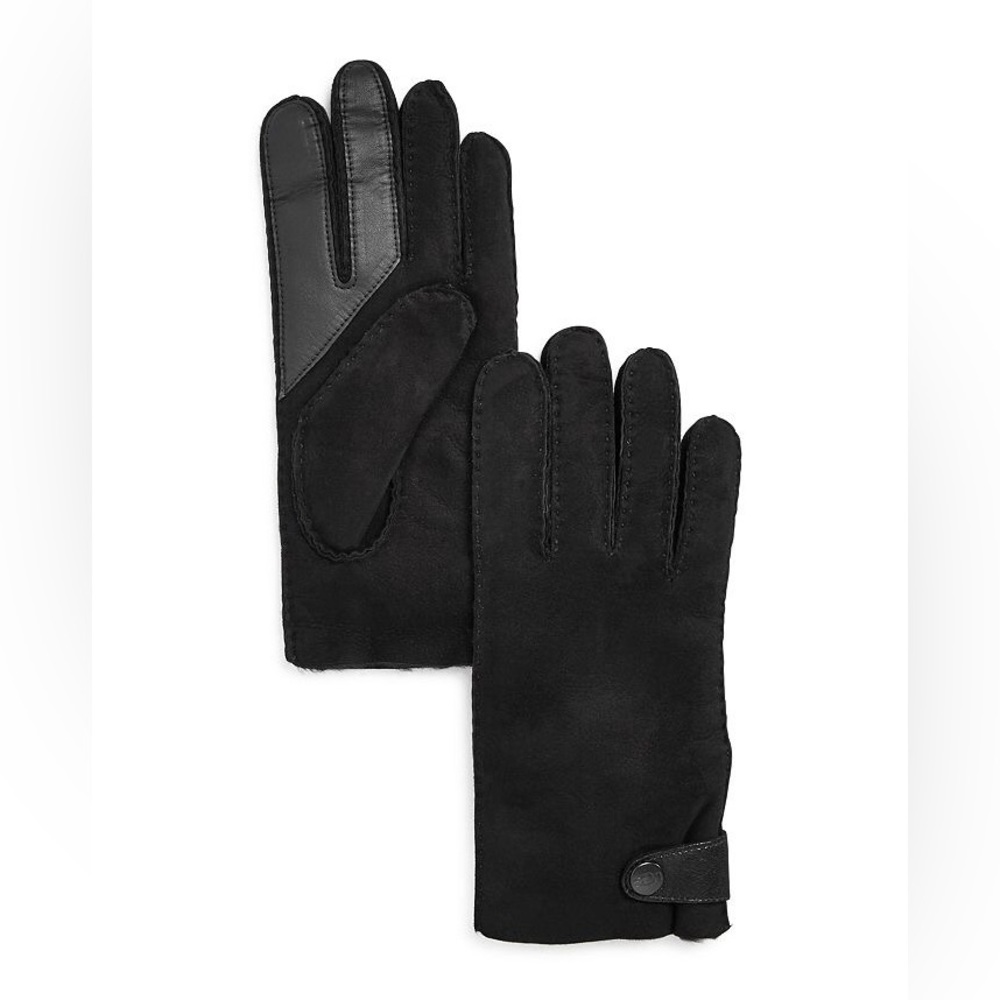 UGG MENS SIDE TAB SHEEPSKIN GLOVES BLACK SIZE LARGE NWOT